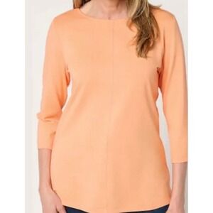 d&co Essentials Women 4X Peach 3/4 Sleeve Scoop Neck Cotton Rayon Tunic Top